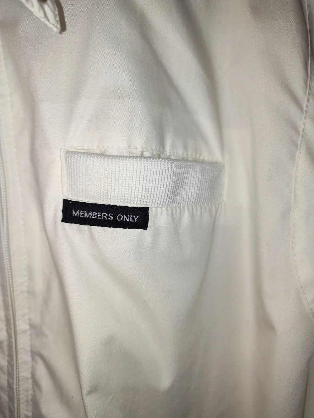 Members Only White Bomber Jacket with Chest Logo